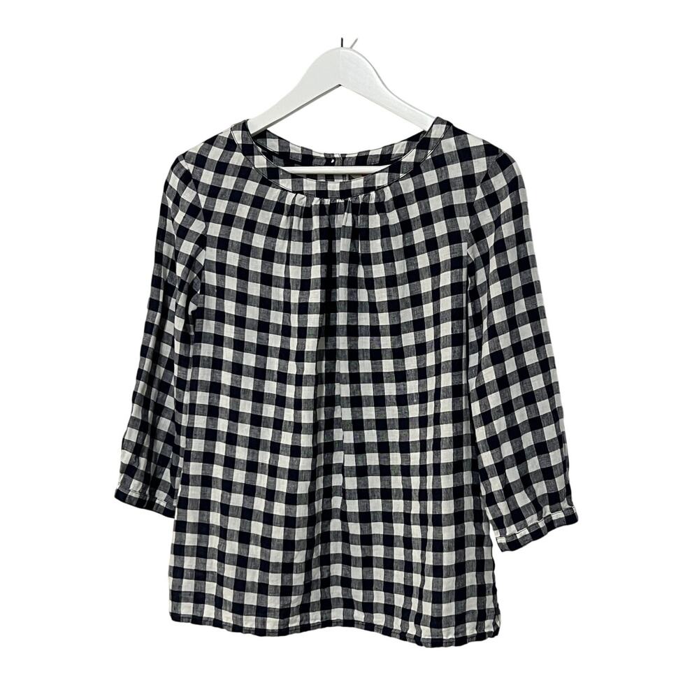 Boden Black and White Gingham Blouse